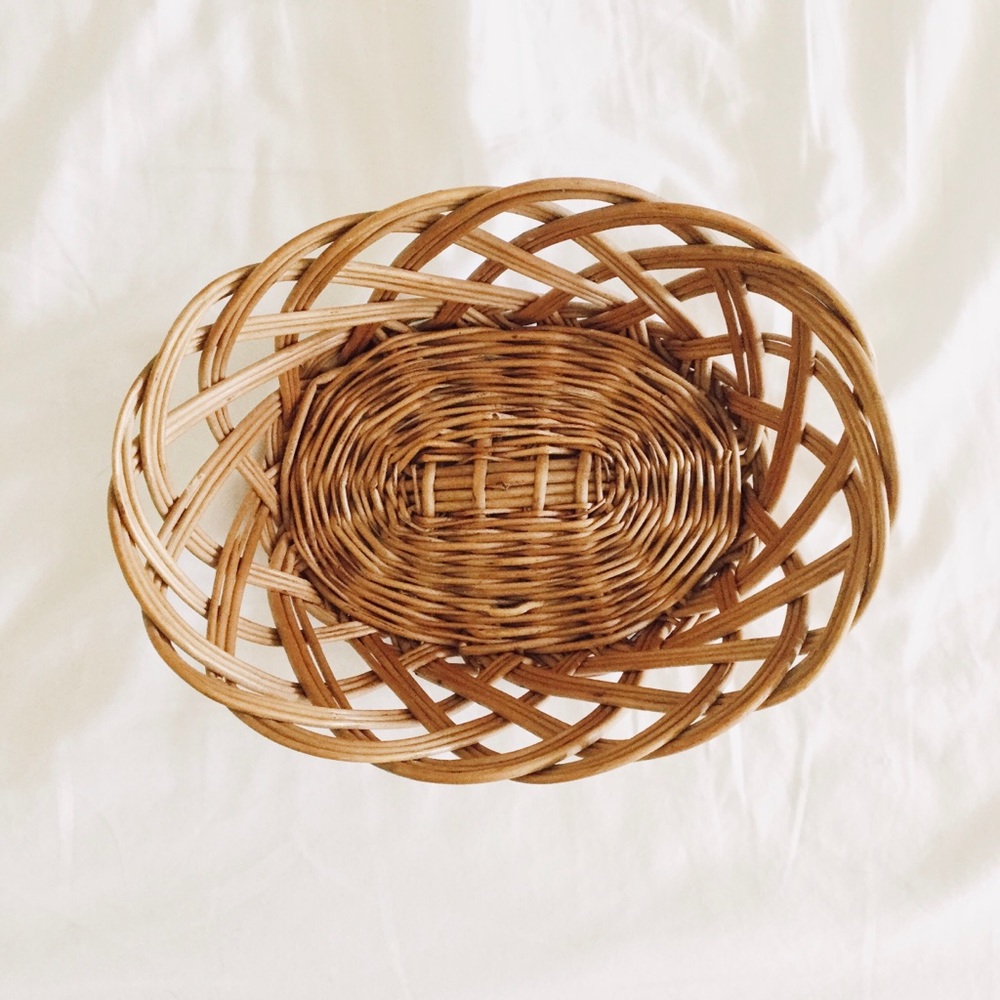 SOLD Vintage Woven Rattan Basket